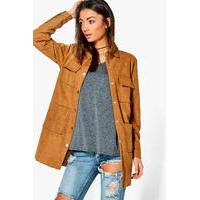 Salena Suedette Utility Jacket - tan