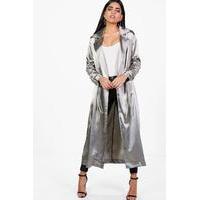 satin ruched sleeve duster charcoal