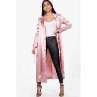 satin ruched sleeve duster rose