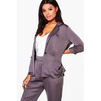 Satin Boxy Pyjama Blazer - grey