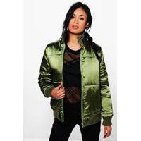 Satin Padded Jacket - khaki