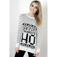 Santa's Favourite Cheeky Christmas Jumper in White