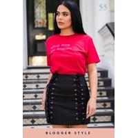 Samantha Black PU Lace Up Mini Skirt