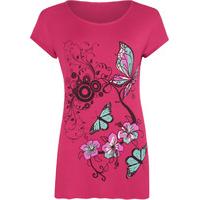 Samantha Butterfly Print T-Shirt - Cerise