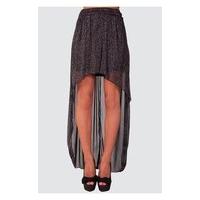 Sara Black & Silver Lurex Asymmetric Mini Skirt