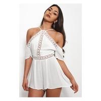 Savana Cold Shoulder White Playsuit