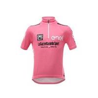 Santini Kids Giro D\'italia 2017 Leaders Zip Short Sleeve Jersey, Pink, 