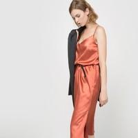 satin mid length dress