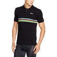 Santini Replica Men\'s Uci Short Sleeve Cotton Polo Shirt - Black, Medium