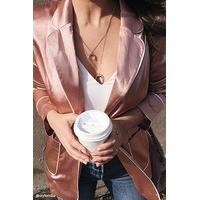 satin contrast piped blazer