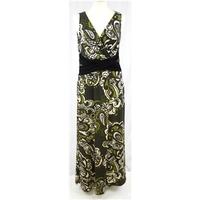 Savoir - Size 10 - Sage Olive & Cream - Floral Paisley Patterned Wrap Over Dress