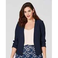 SATIN TRIM RUCHED SLEEVE BLAZER