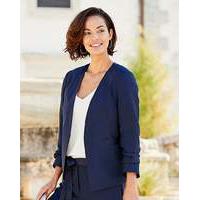 SATIN TRIM RUCHED SLEEVE BLAZER