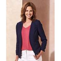 satin trim ruched sleeve blazer