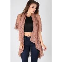 Sandra Lace Open Front Short Sleeves Cardigan