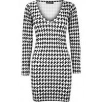 Sammy Dogtooth Printed Bodycon Mini Dress