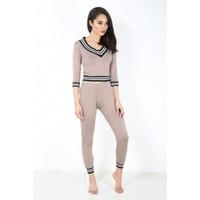 Sally Stripes V Neck Crop Top Trousers Co-Ord Set