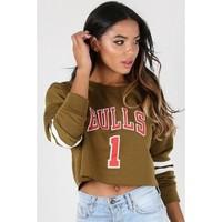 sasha bulls 1 print long sleeves crop top