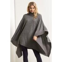 Sally Grid Knitted Polo Neck Poncho