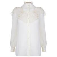 saint laurent lace trim blouse