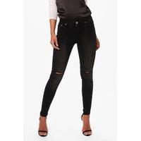 sara high rise biker skinny jeans black