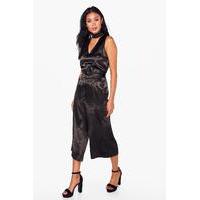 satin crop trouser black