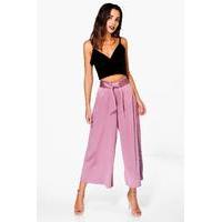 Satin Bow Detail Wide Leg Culottes - lilac haze