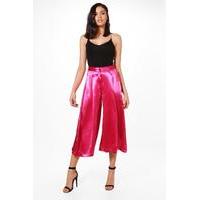 Satin Pleat Front Culottes - fuchsia