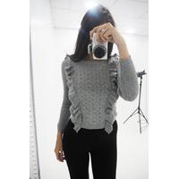 Saffie frill cable knitted jumper