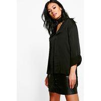 satin shirt black