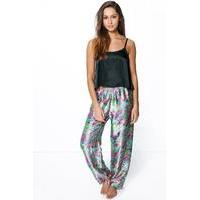 satin floral trouser and cami night set multi