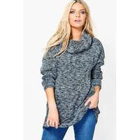 Salt & Pepper Roll Neck Chunky Tunic - grey