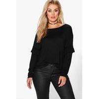 saskia frill sleeve jumper black