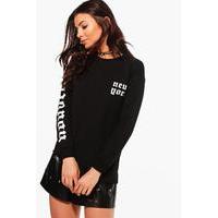 Sarah Asymmetric Printed Sweat - black