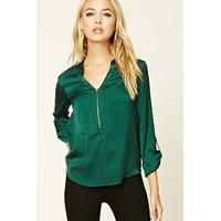 Satin Zip-Front Blouse