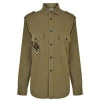 saint laurent oversized military patch shirt