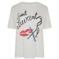 saint laurent smoking lips t shirt