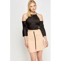 Sateen Cold Shoulder Crop Top