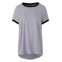 Satin Blouse with Rib Trim