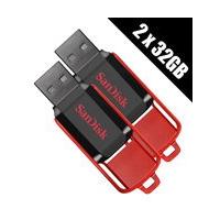 SanDisk 2 x 32GB Cruzer Switch USB Flash Drives - Thumb Drives - Pen Drives (Double Pack)