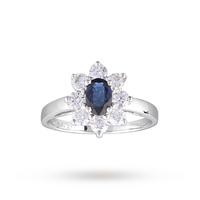 Sapphire And Diamond Cluster Ring In 18ct White Gold