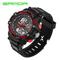 SANDA Men\'s Sport Watch Digital Watch Japanese Digital Calendar Dual Time Zones Alarm Stopwatch Noctilucent Rubber Band Cool Casual Black