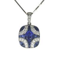 Sapphire Necklace Art Deco Diamond 19ct White Gold
