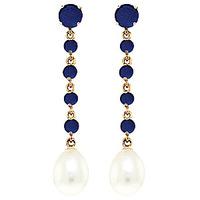 sapphire and pearl by the yard drop earrings 100ctw in 9ct gold