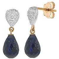 Sapphire and Diamond Droplet Earrings 6.6ctw in 9ct Gold