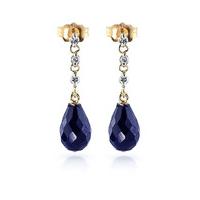 Sapphire and Diamond Chain Droplet Earrings 6.6ctw in 9ct Gold