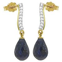 Sapphire and Diamond Droplet Earrings 6.6ctw in 9ct Gold