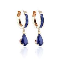 Sapphire Huggie Drop Earrings 4.55ctw in 9ct Gold