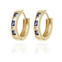 Sapphire and White Topaz Huggie Earrings 1.26ctw in 9ct Gold