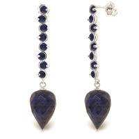 Sapphire Briolette Drop Earrings 29.2ctw in 9ct White Gold